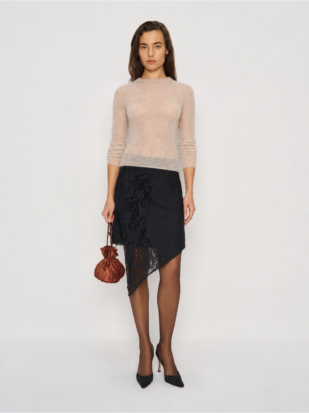 Anthropologie Leifnotes Silk Blend Black Skirt 631